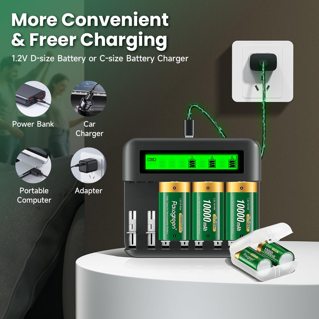 Rechargeable D Batteries with Charger A555658