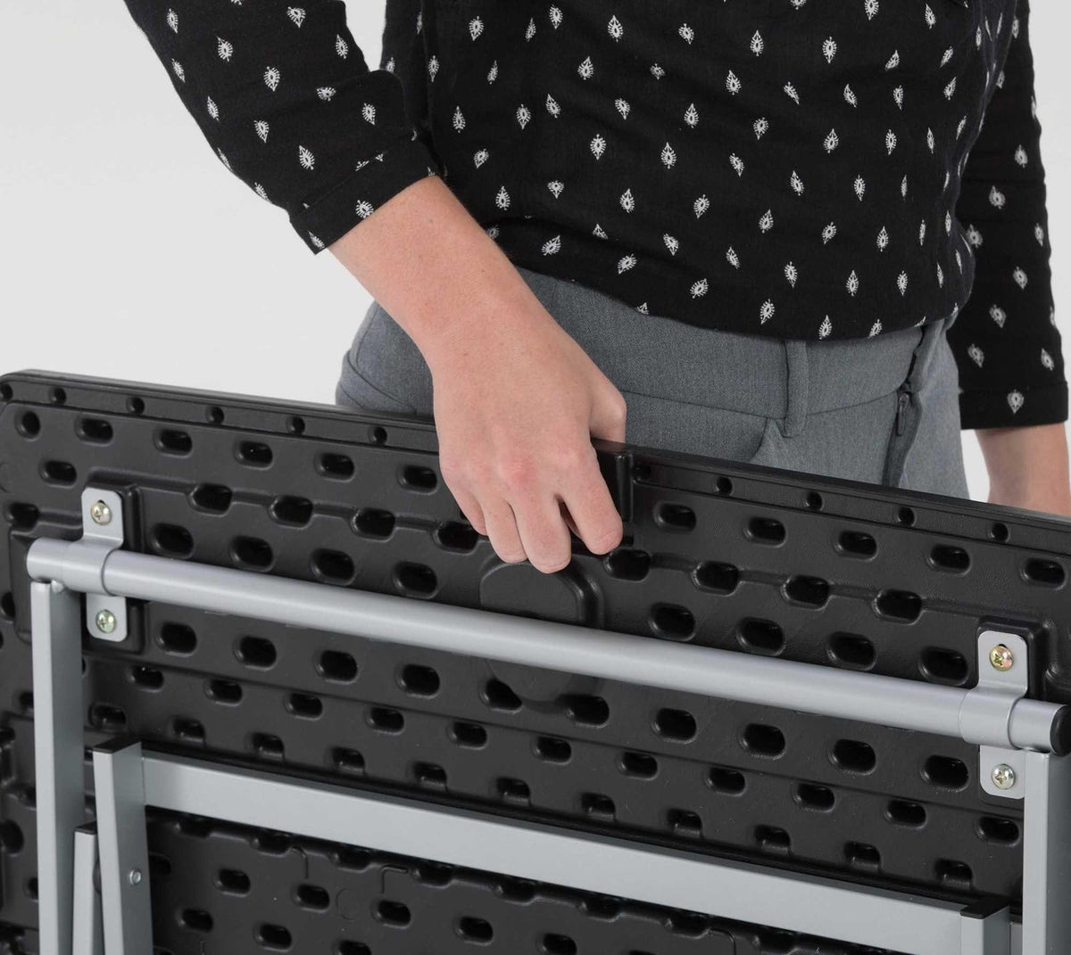 Small Folding Table, Portable Plastic Black 30 Inch T980204