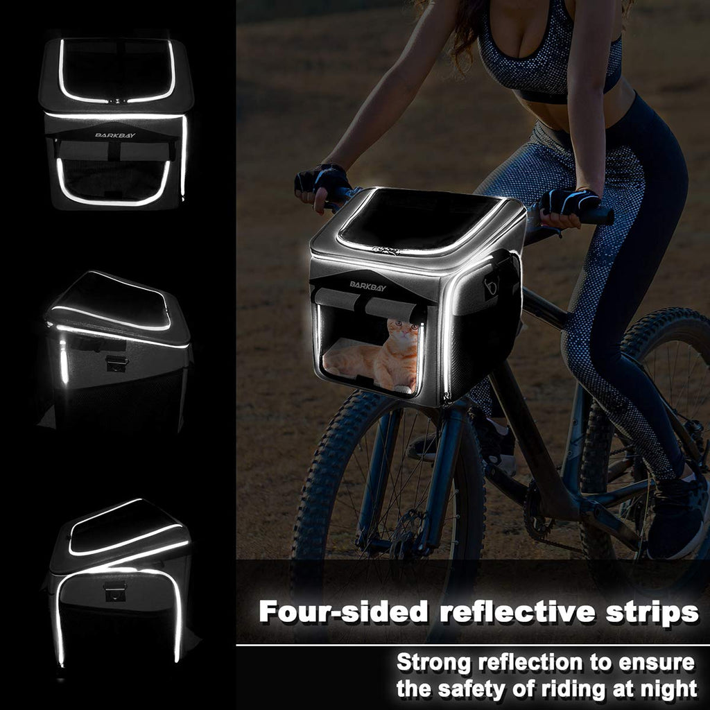 Foldable Soft-Sided Dog Bike Basket Carrier with 2 Open Doors E205429