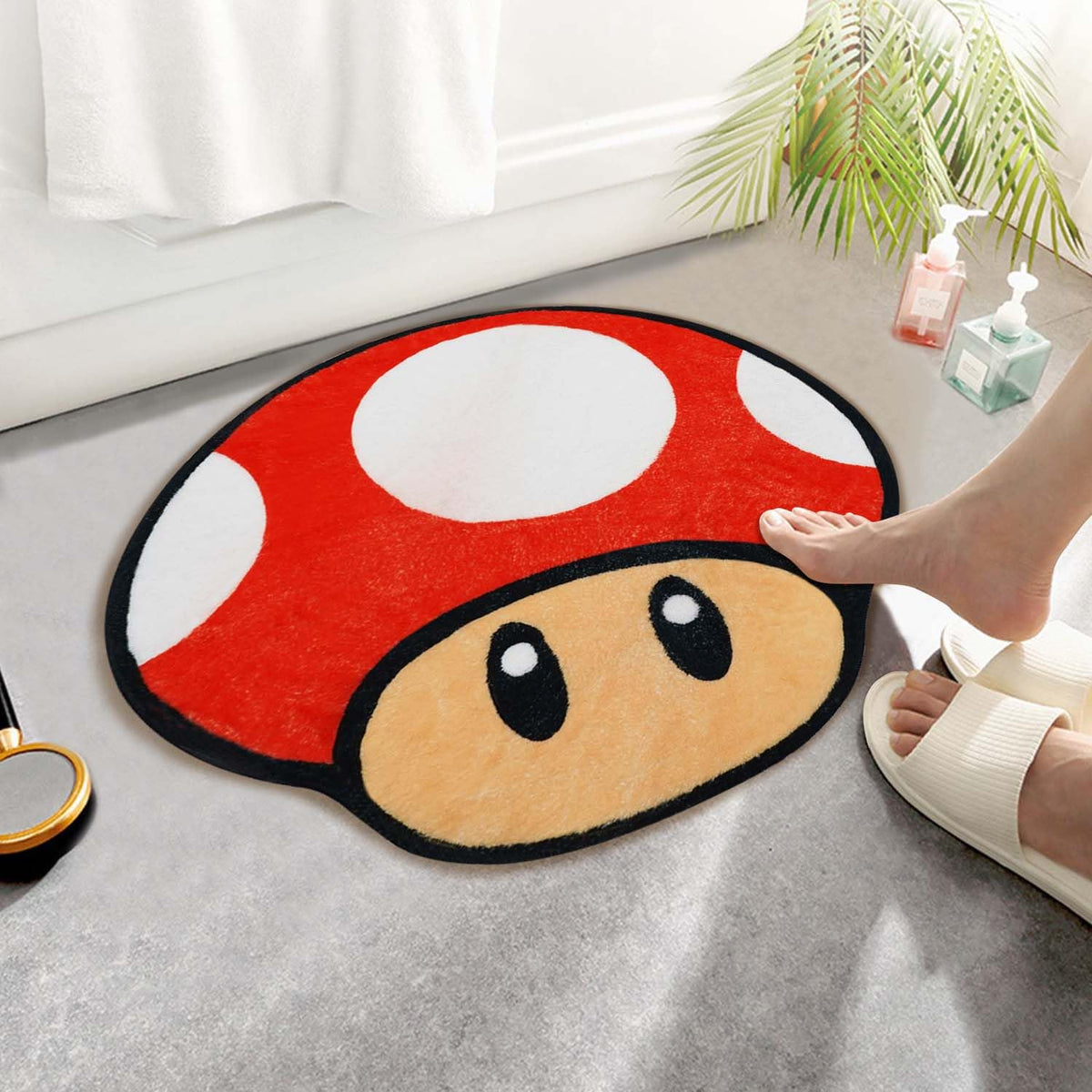 Red Irregular Shaped Non-Slip Absorbent Washable Bath Mat S8157