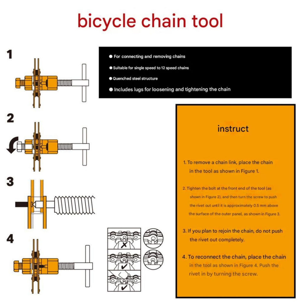 Bike Chain Breaker Tool Set Chain Checker 1-12 Speed C3561
