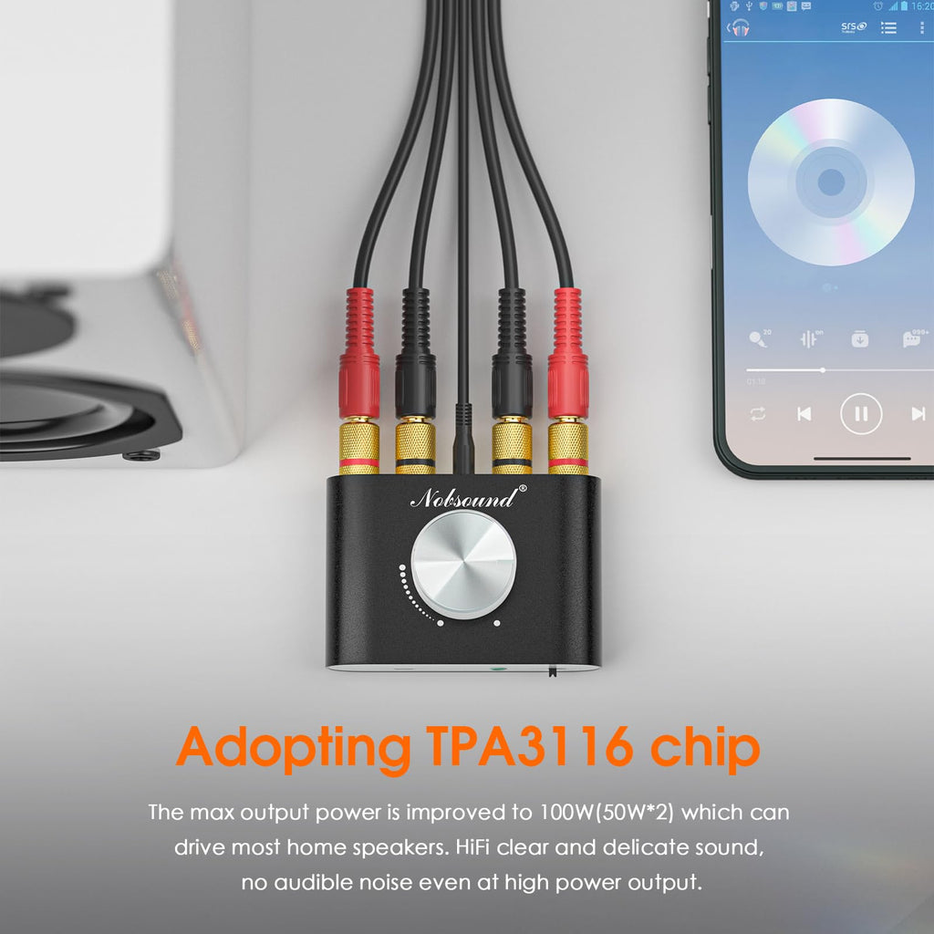 Mini Bluetooth 5.0 Stereo Power Amplifier 50W×2 Black L83786