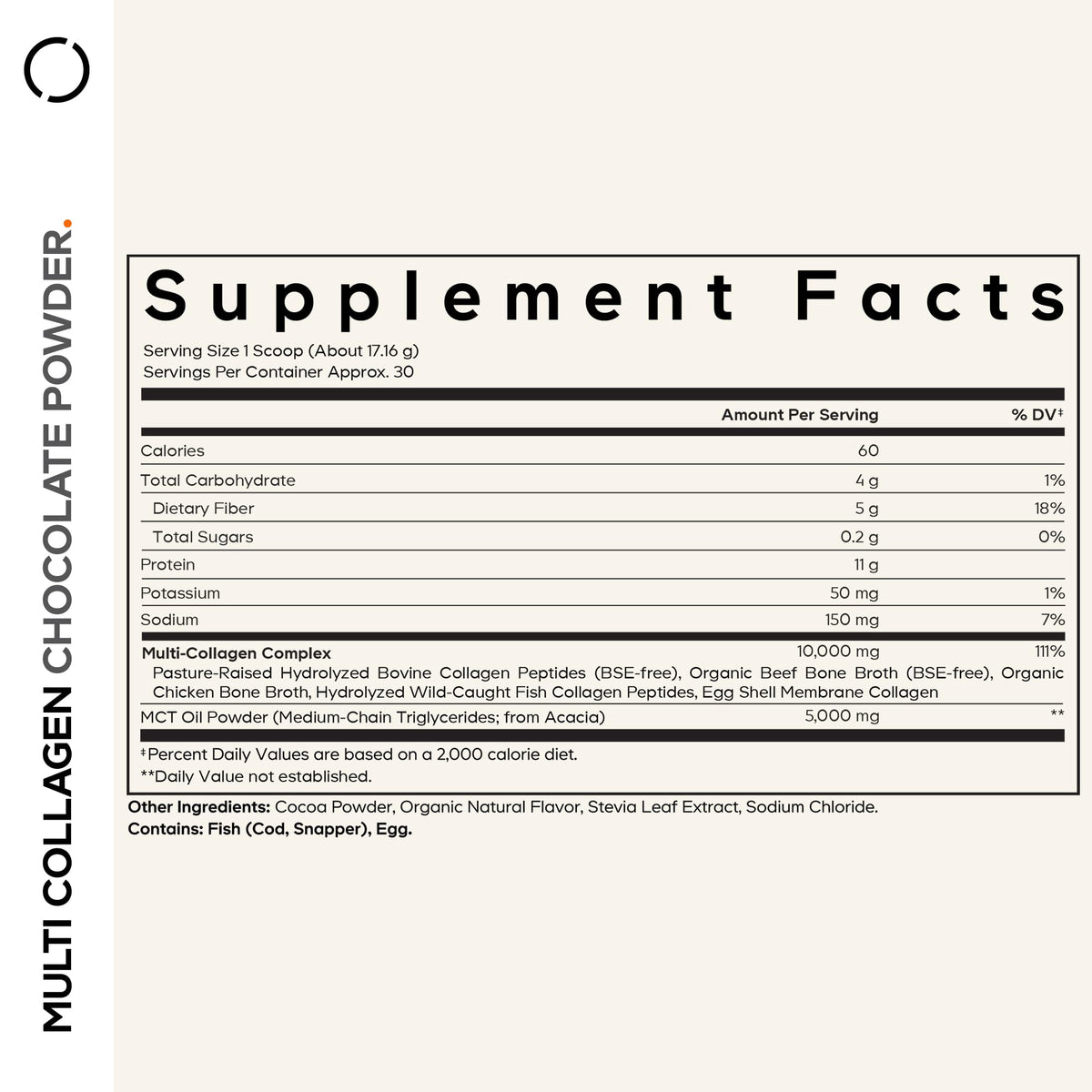 Multi Collagen Protein Powder, MCT Oil, Chocolate, 18 oz Y729
