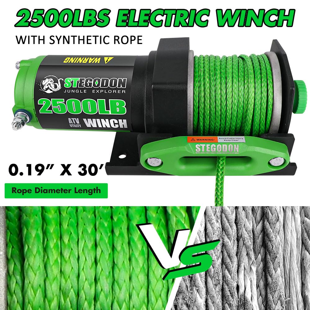 2500 lb. 12V Waterproof Synthetic Rope Electric Winch P9884