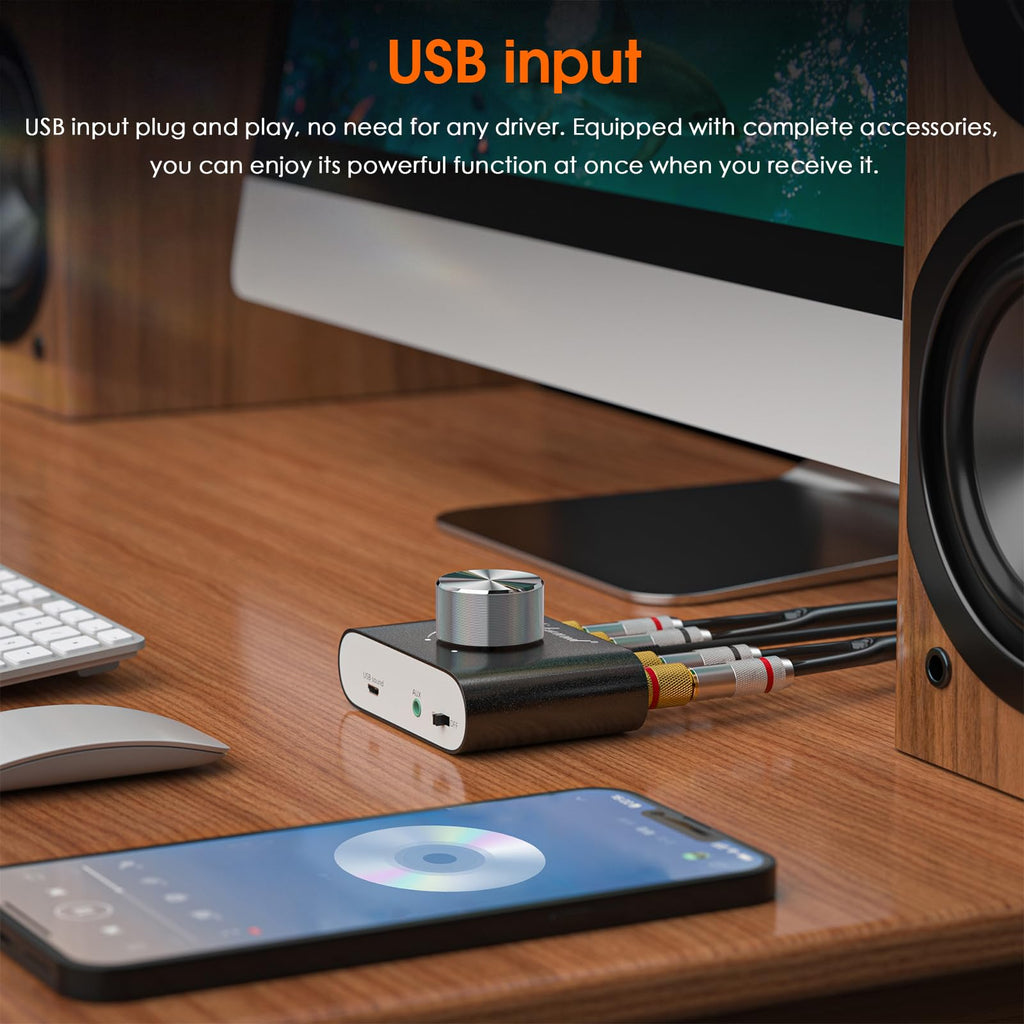 Mini Bluetooth 5.0 Stereo Power Amplifier 50W×2 Black L83786