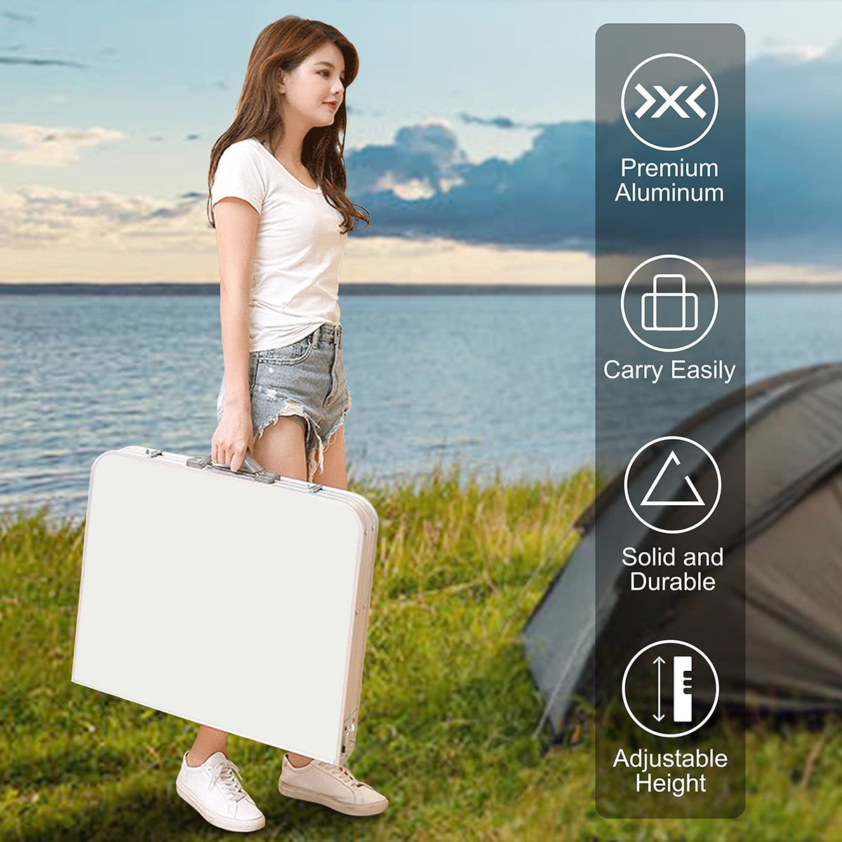 4 FT Aluminum Height Adjustable Folding Camping Table T277