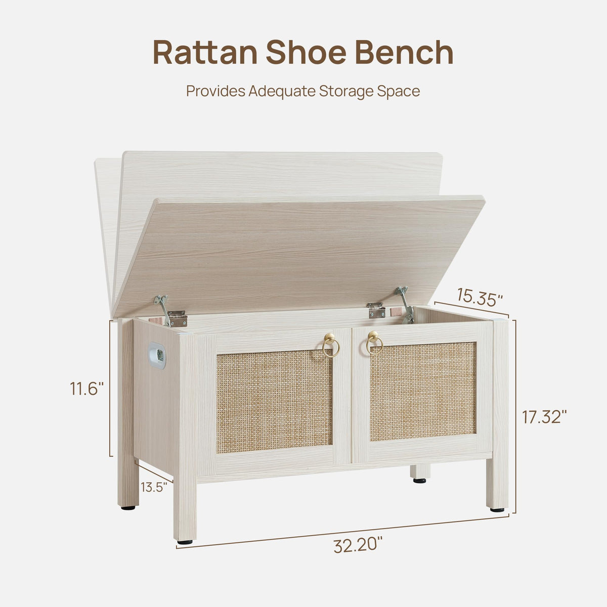 Rattan Storage Bench with 2 Safety Hinges Q1843