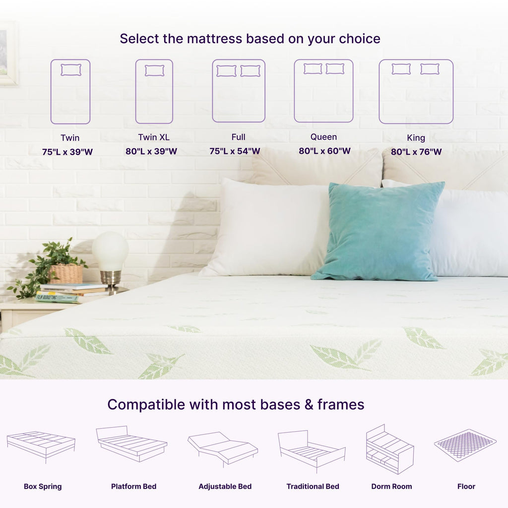 Twin Size 6 Inch Green Tea Memory Foam Mattress S288874