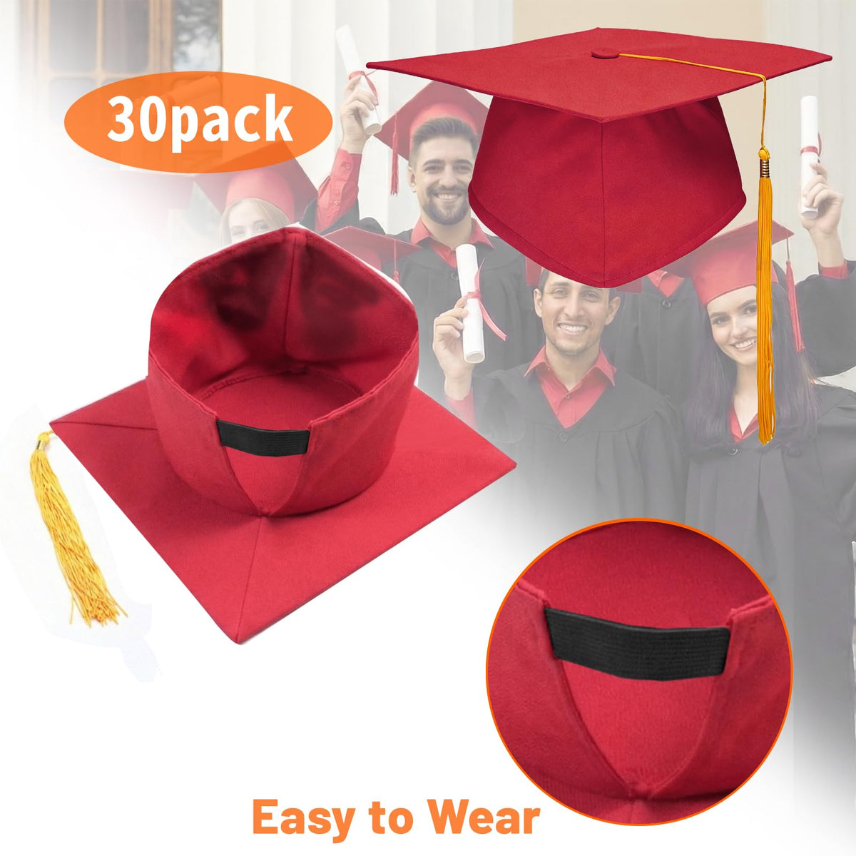 Graduation Cap with Tassel Adjustable Adult Graduation Hat S37572