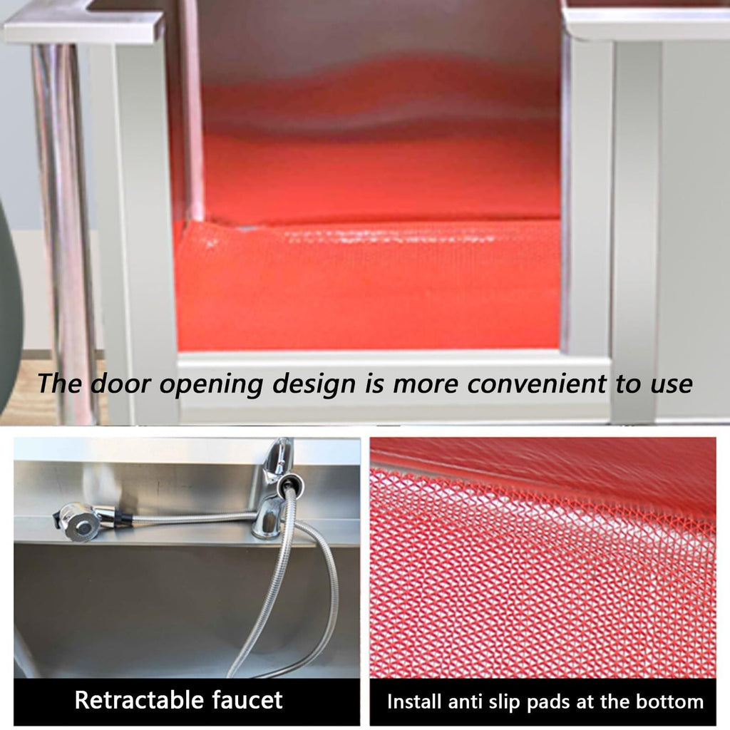 Stainless Steel Dog Grooming Tub with Sliding Door Q15223