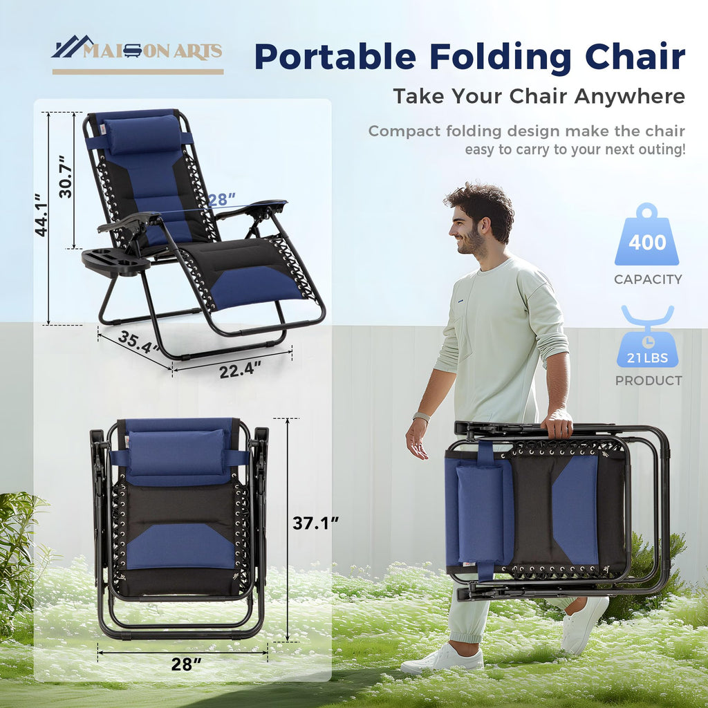 Foldable Zero Gravity Chair Set of 2 Blue I71868
