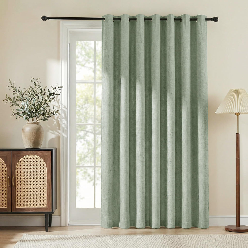 100% Blackout Linen Sliding Door Curtains, Sage Green, 1 Panel M870516