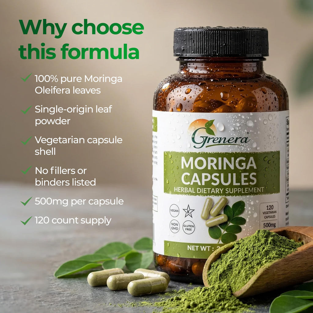 Moringa Capsules 500mg Moringa Oleifera Leaf Powder 120 Count X939009