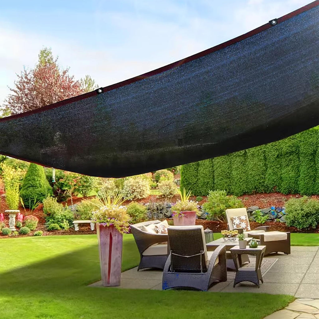 90% UV Resistant Black Shade Cloth with Grommets 5x9m D14356