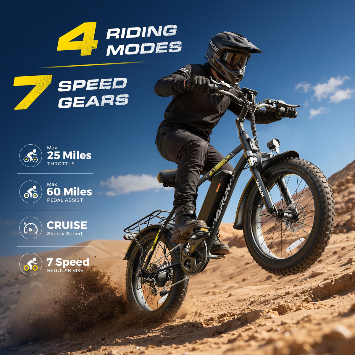 1000W Peak Motor 60+ Miles Fat Tire Electric Bike R2992