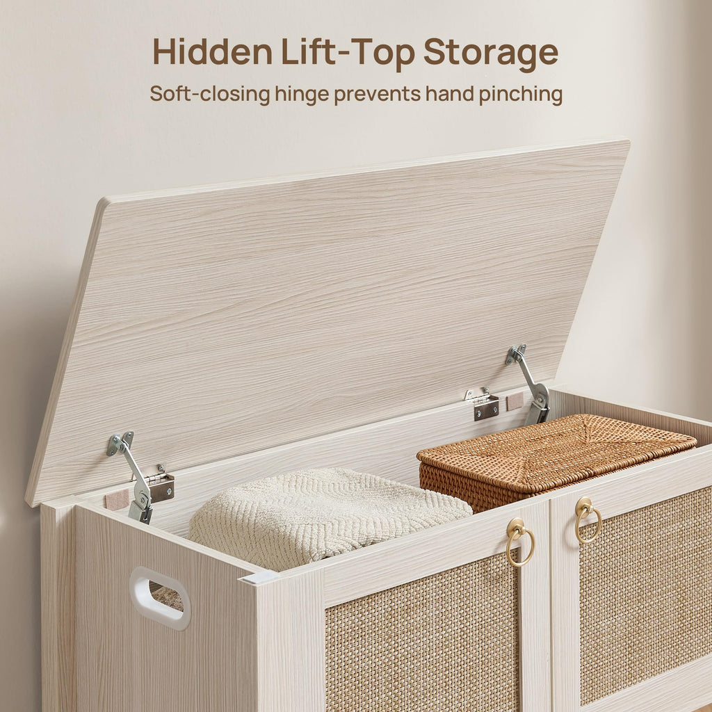 Rattan Storage Bench with 2 Safety Hinges Q1843