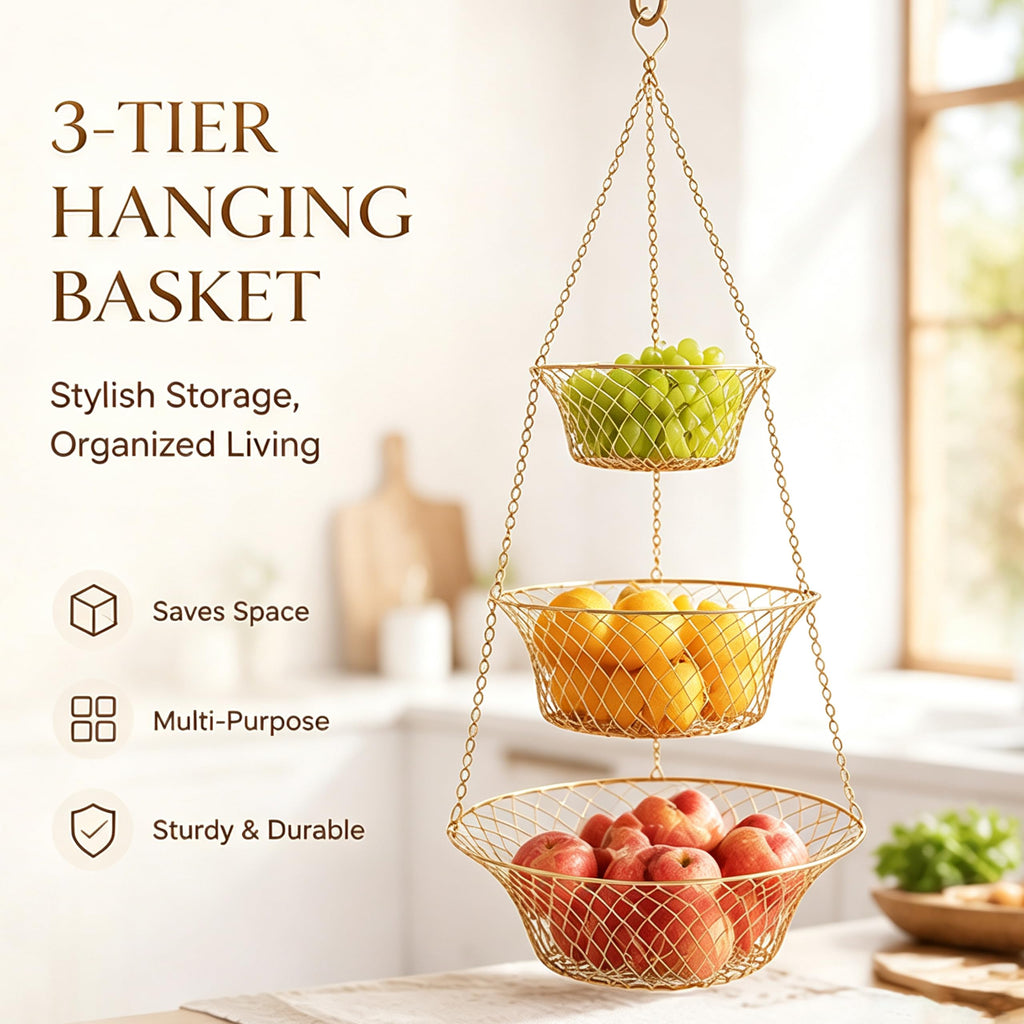 3-Tier Copper Hanging Basket N91732