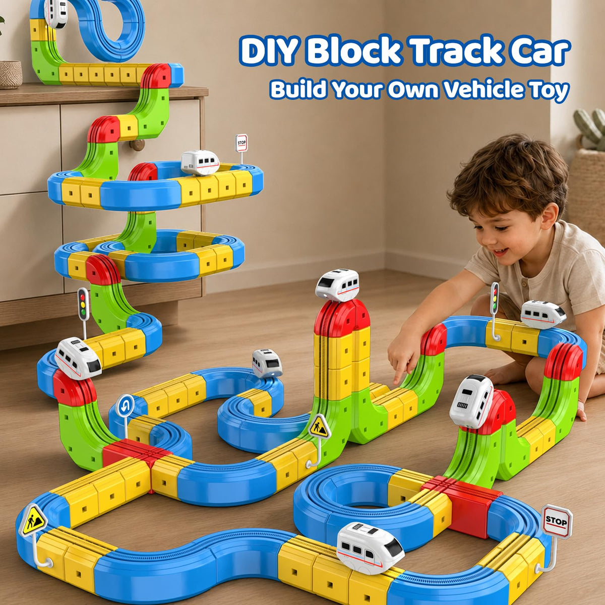 52PCS Electric Train Set 3D Flexible Race Track Toy Z873534