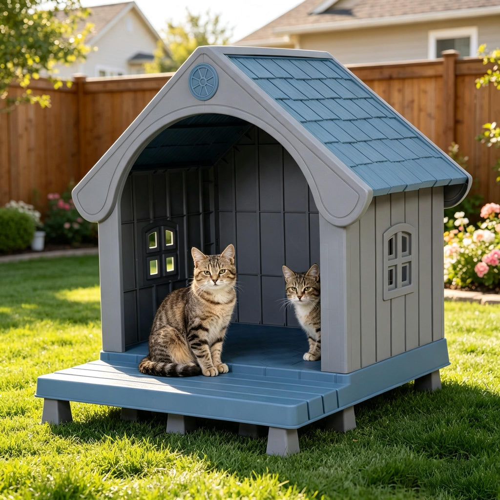 Weatherproof Elevated Outdoor Cat House E260972