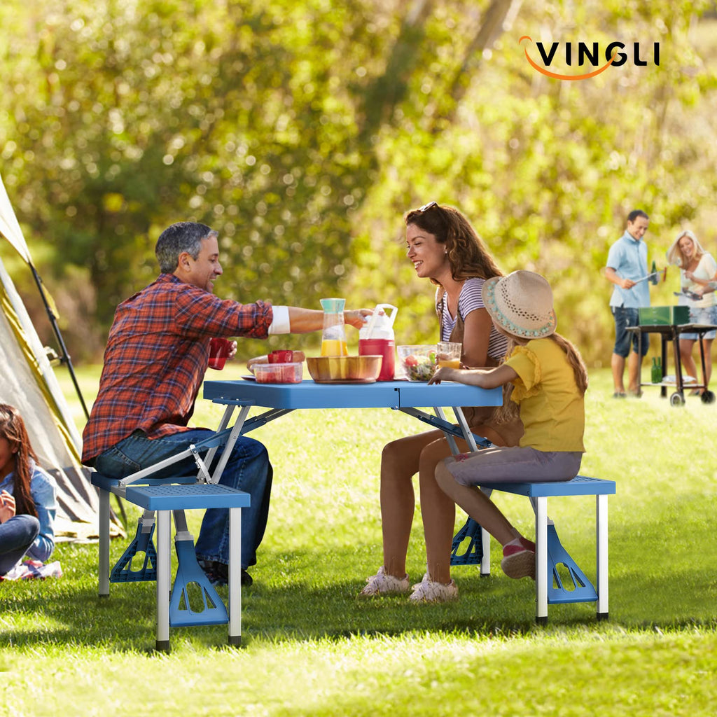 4 Ft Folding Picnic Table Set with 4 Seats D980030