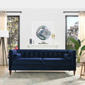 Navy Blue Velvet Tufted Sofa Y79388