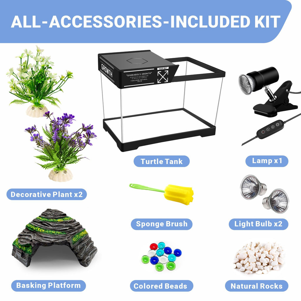 Mini Turtle Tank Kit with Adjustable Lamp and Lid K53349
