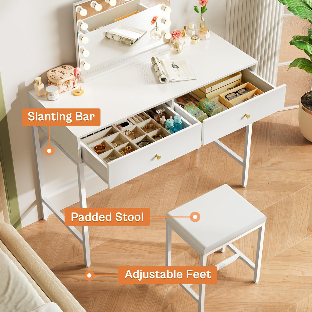 White Desk with 2 Drawers V1865