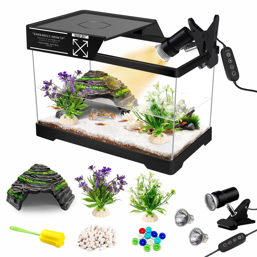 Mini Turtle Tank Kit with Adjustable Lamp and Lid K53349