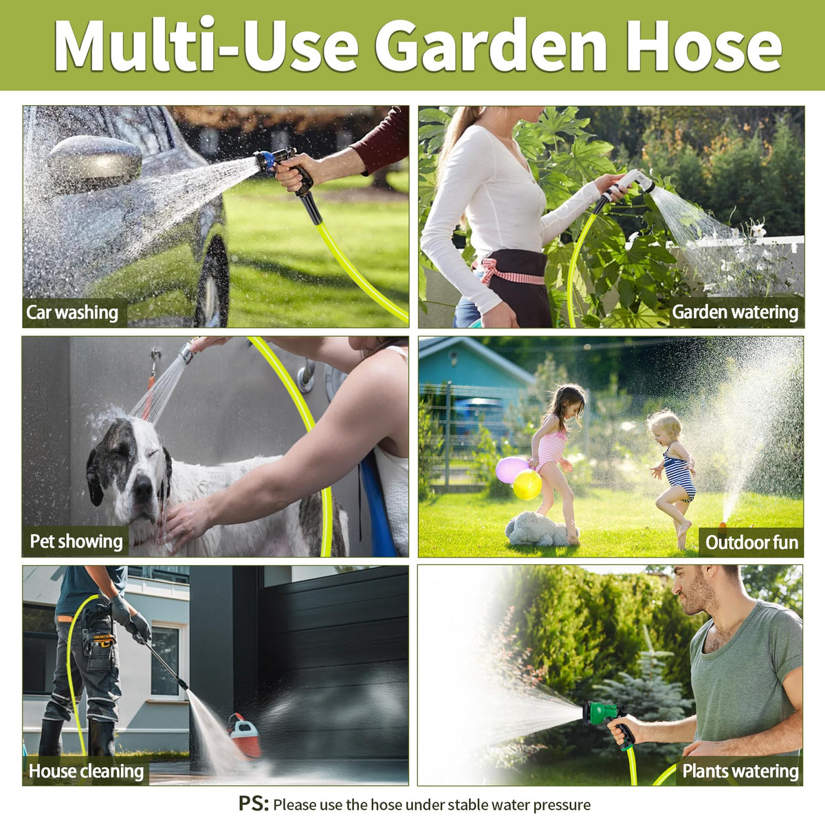 100FT x 5/8" Lightweight Hybrid Rubber Garden Hose F2329