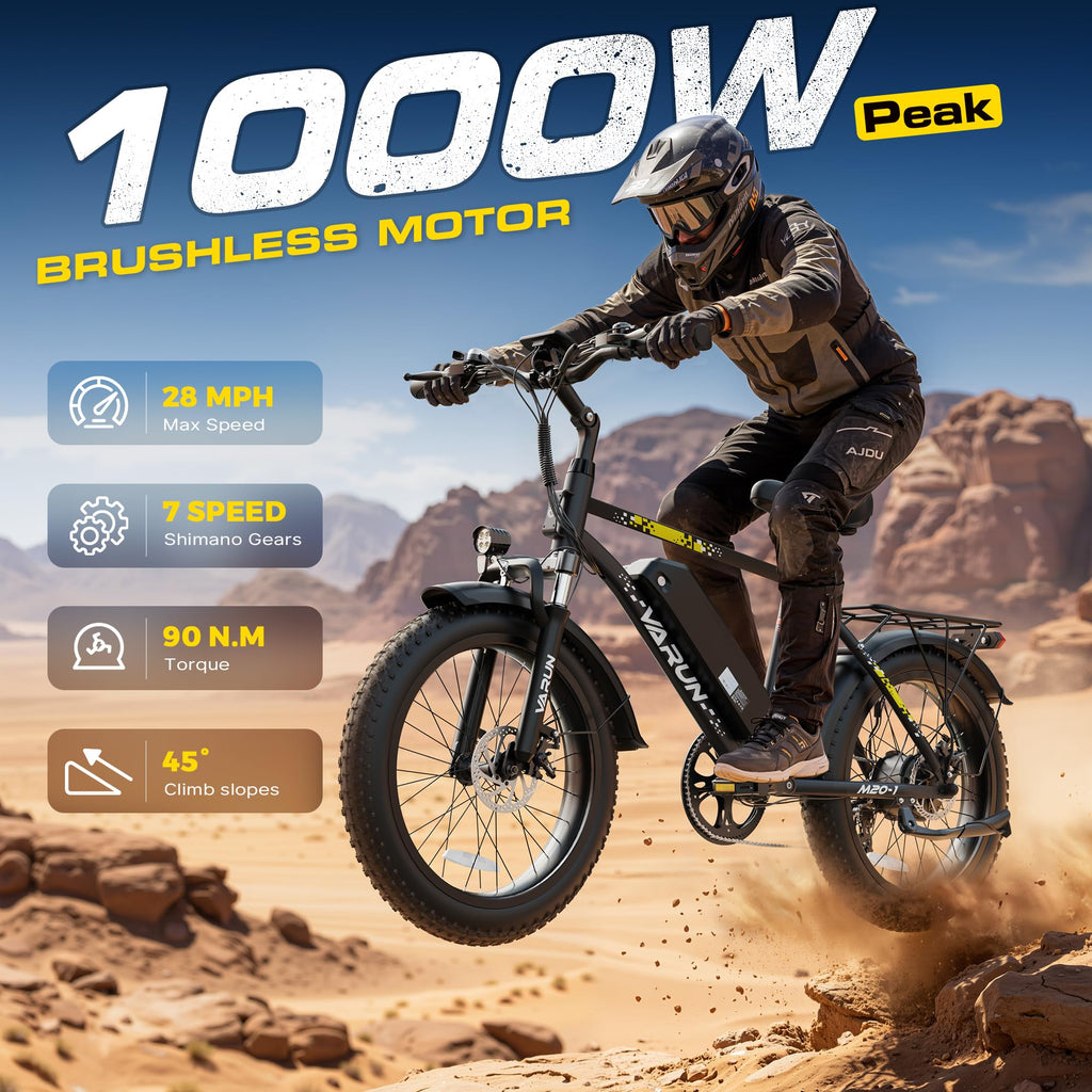 1000W Peak Motor 60+ Miles Fat Tire Electric Bike R2992