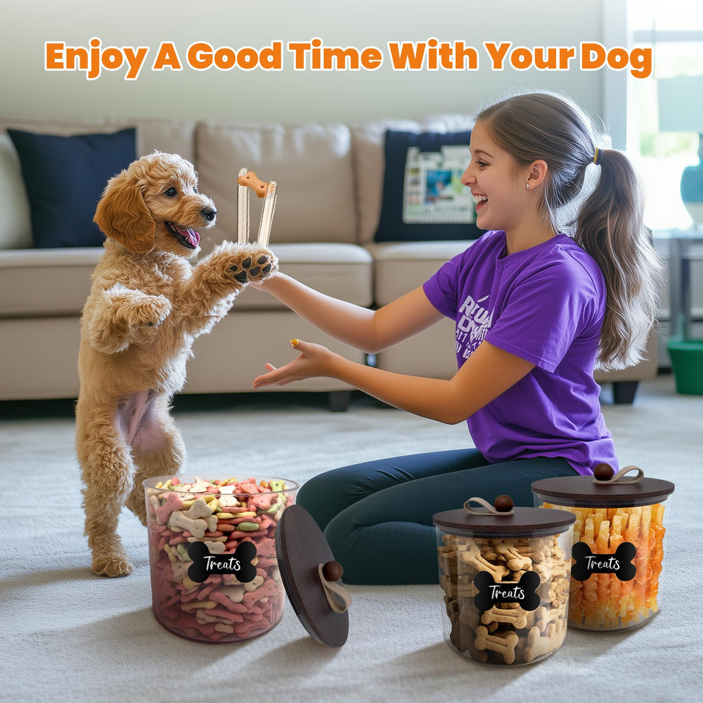 3 Pack Airtight Dog Treat Containers with Bamboo Lids A211304