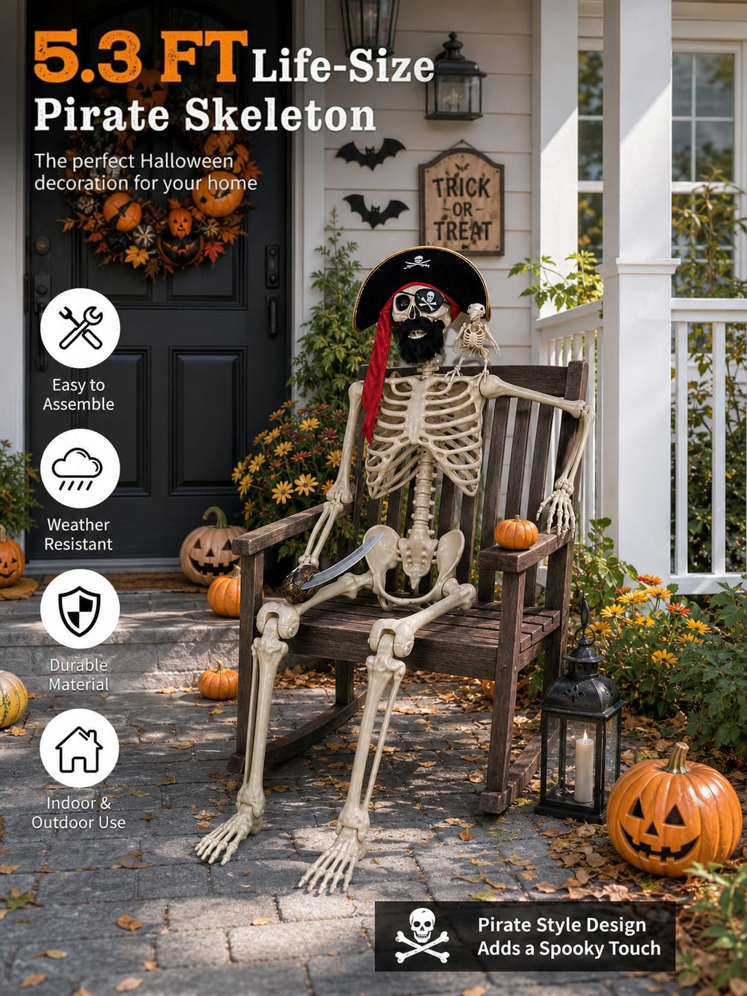 5.4 Ft Halloween Skeleton Decoration U9224