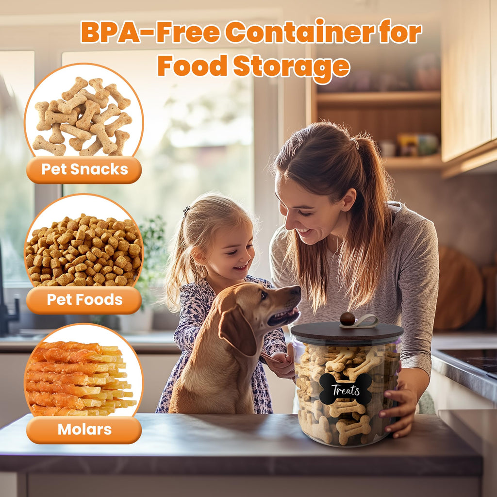 3 Pack Airtight Dog Treat Containers with Bamboo Lids A211304