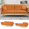 70" Velvet Futon with Adjustable Backrest and Armrests R6582