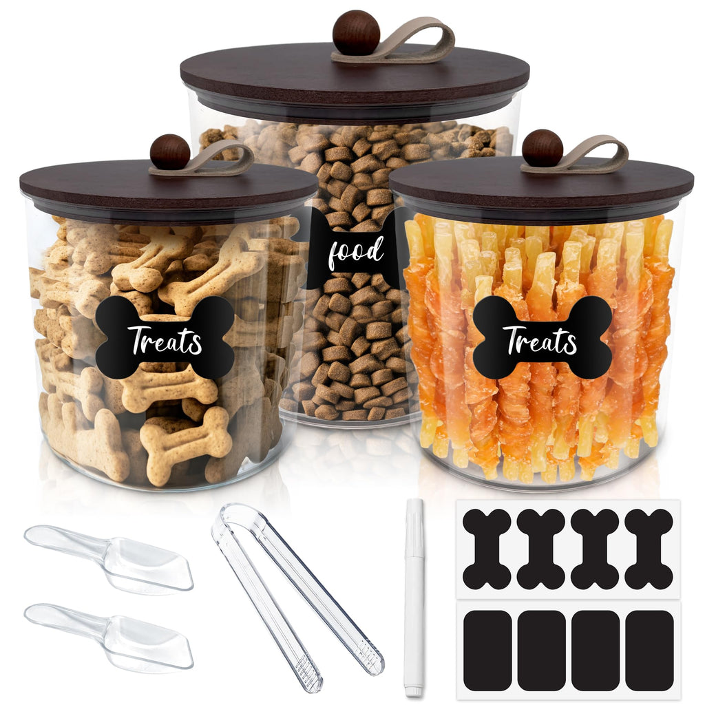 3 Pack Airtight Dog Treat Containers with Bamboo Lids A211304