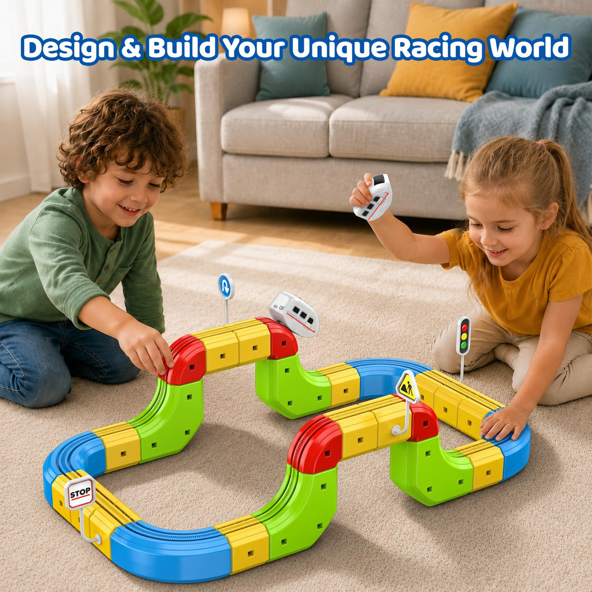 52PCS Electric Train Set 3D Flexible Race Track Toy Z873534