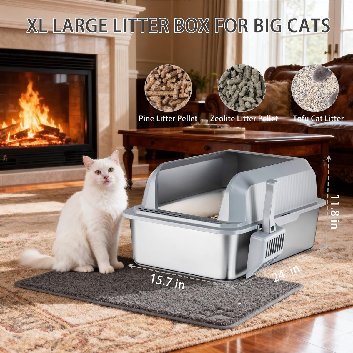 Stainless Steel Sifting Litter Box with Lid G23315