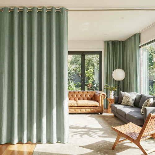 100% Blackout Linen Sliding Door Curtains, Sage Green, 1 Panel M870516
