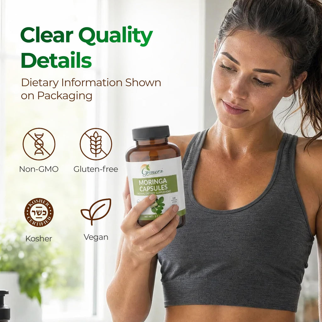Moringa Capsules 500mg Moringa Oleifera Leaf Powder 120 Count X939009