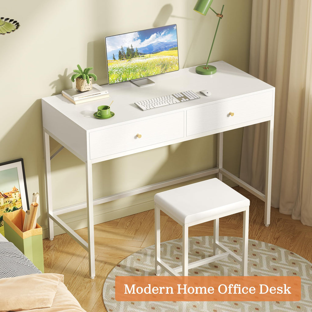 White Desk with 2 Drawers V1865