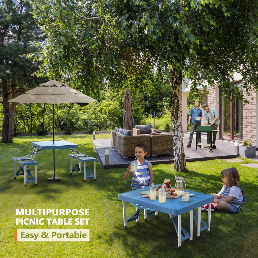 4 Ft Folding Picnic Table Set with 4 Seats D980030