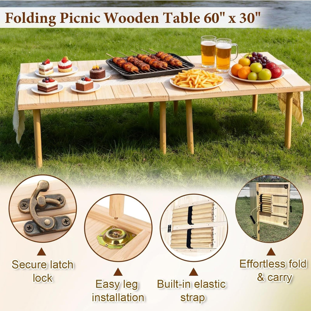 Wood Low Folding Picnic Table W64845