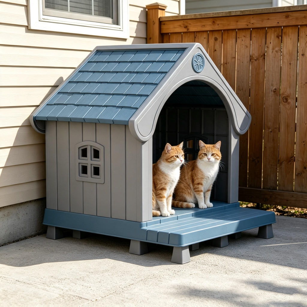 Weatherproof Elevated Outdoor Cat House E260972