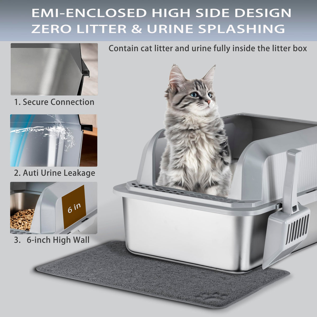 Stainless Steel Sifting Litter Box with Lid G23315