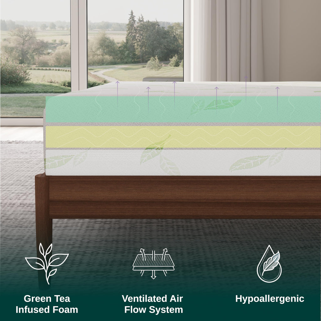 Twin Size 6 Inch Green Tea Memory Foam Mattress S288874