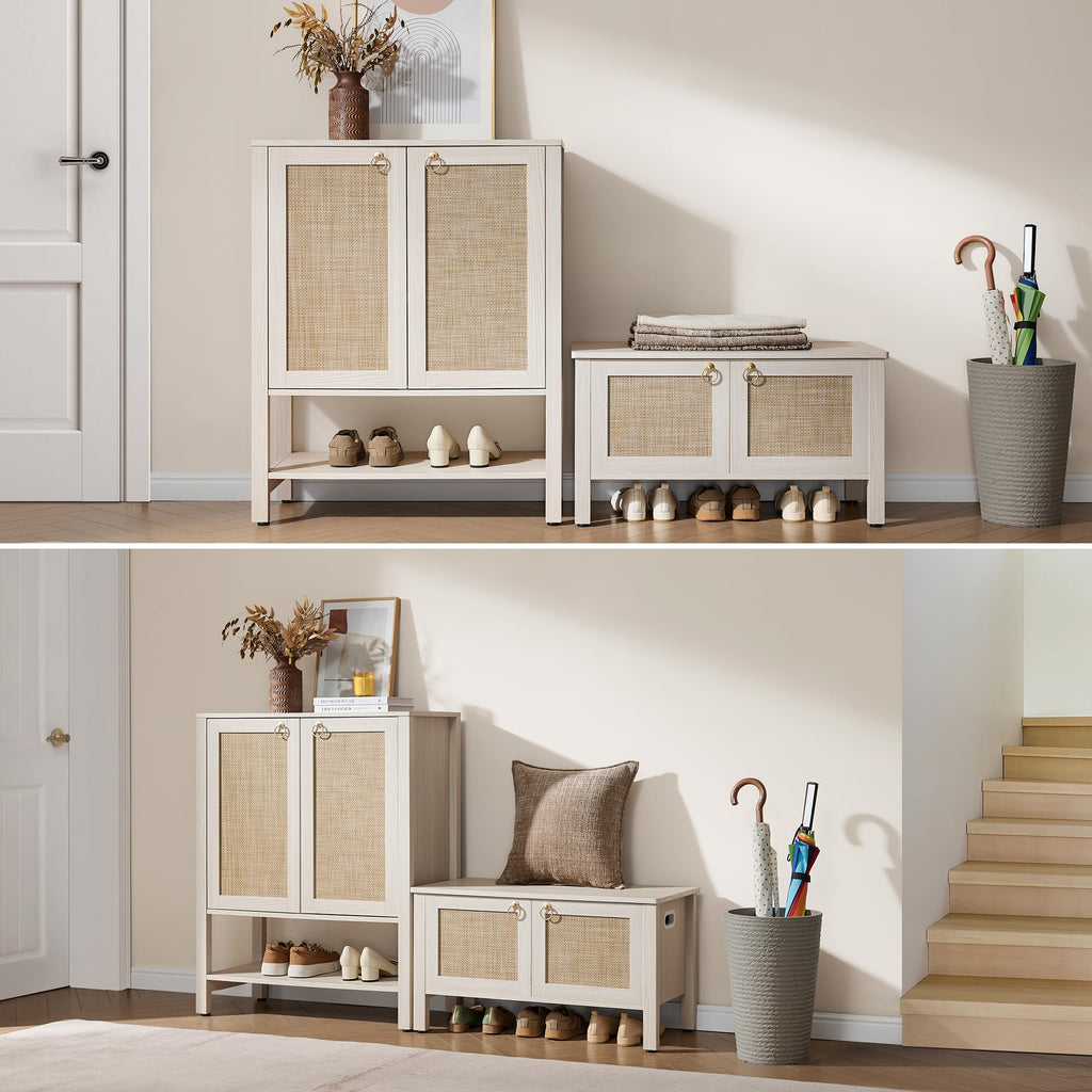 Rattan Storage Bench with 2 Safety Hinges Q1843