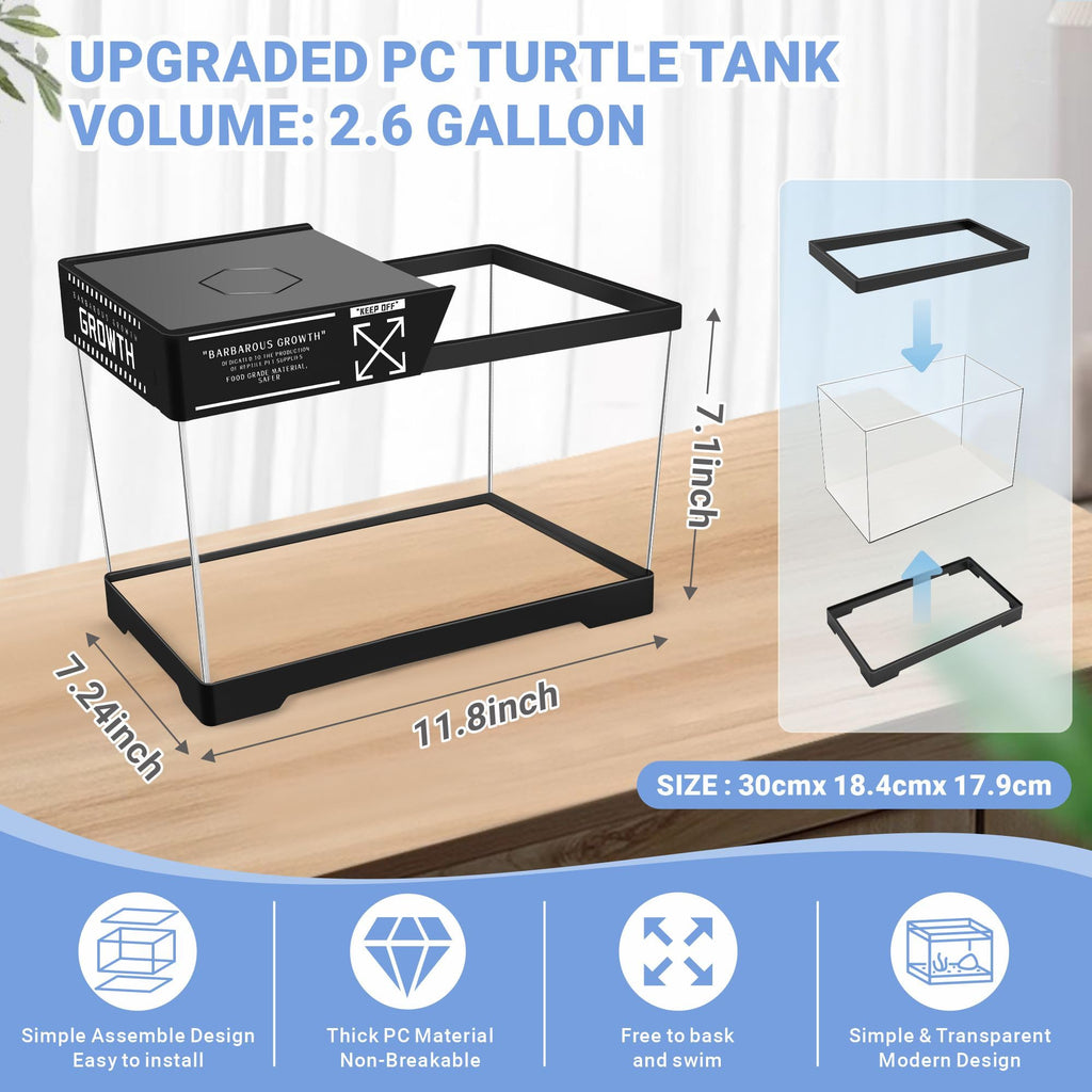 Mini Turtle Tank Kit with Adjustable Lamp and Lid K53349