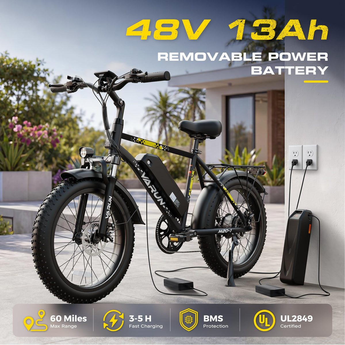 1000W Peak Motor 60+ Miles Fat Tire Electric Bike R2992