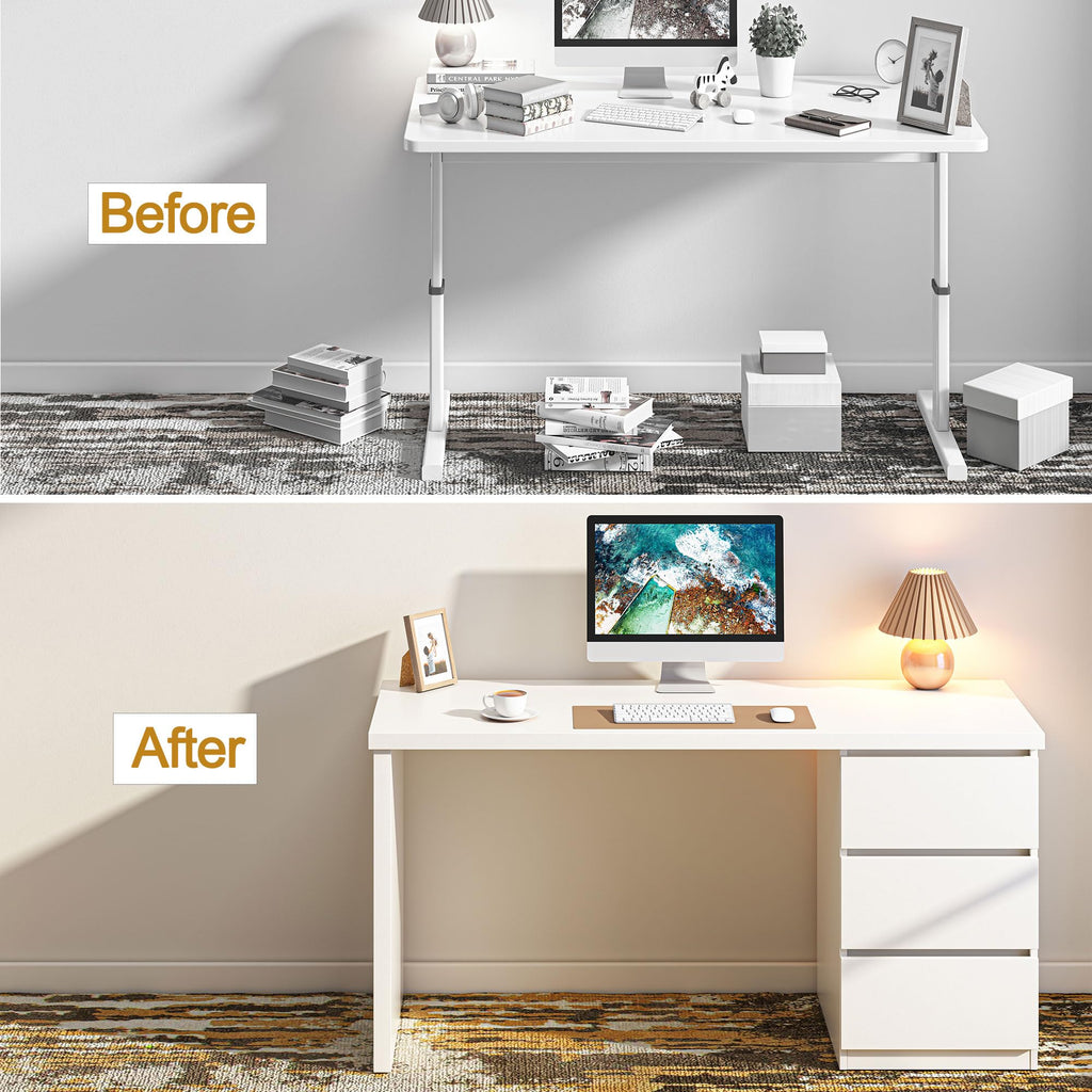 White Desk with Drawers C70906