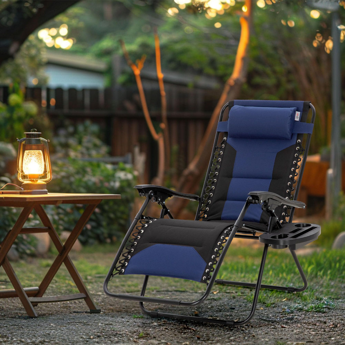 Foldable Zero Gravity Chair Set of 2 Blue I71868